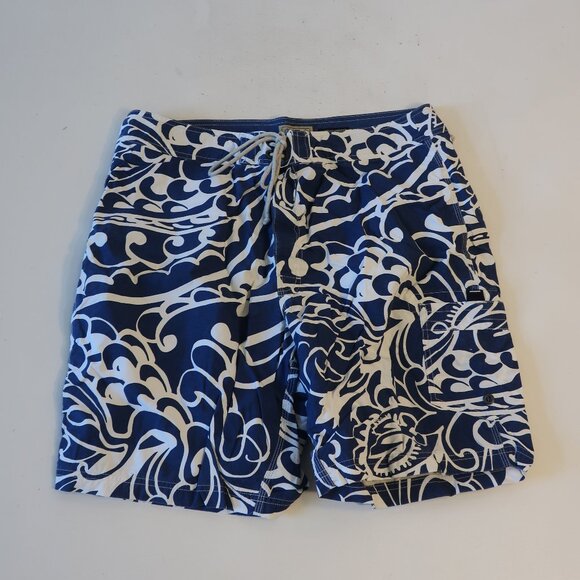 Men's Blue and White Swim Shorts - Picture 1 of 7